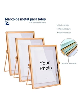 Portarretrato Bluelander de latón para 3 fotos